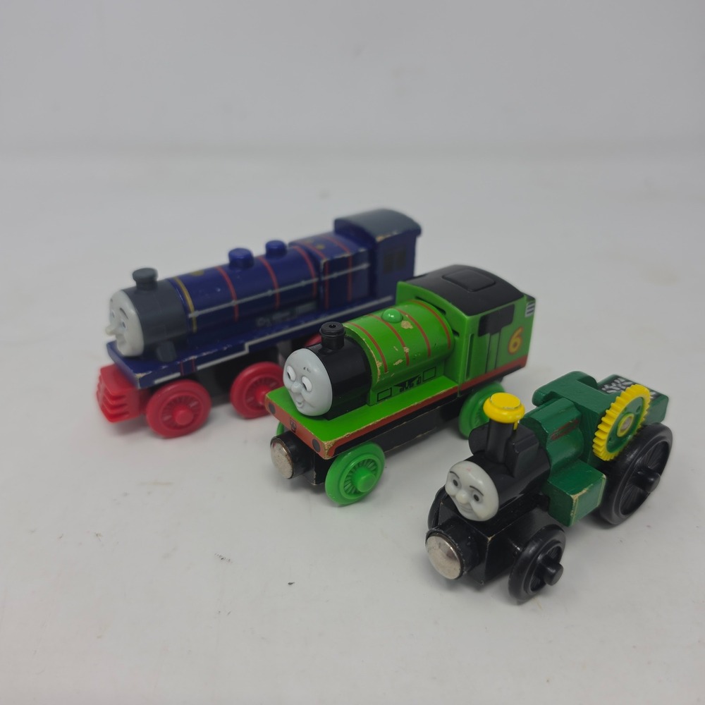Thomas & Friends Wooden Railway Hank Percy Lights &Sounds Trevor Train Lot 3pc x